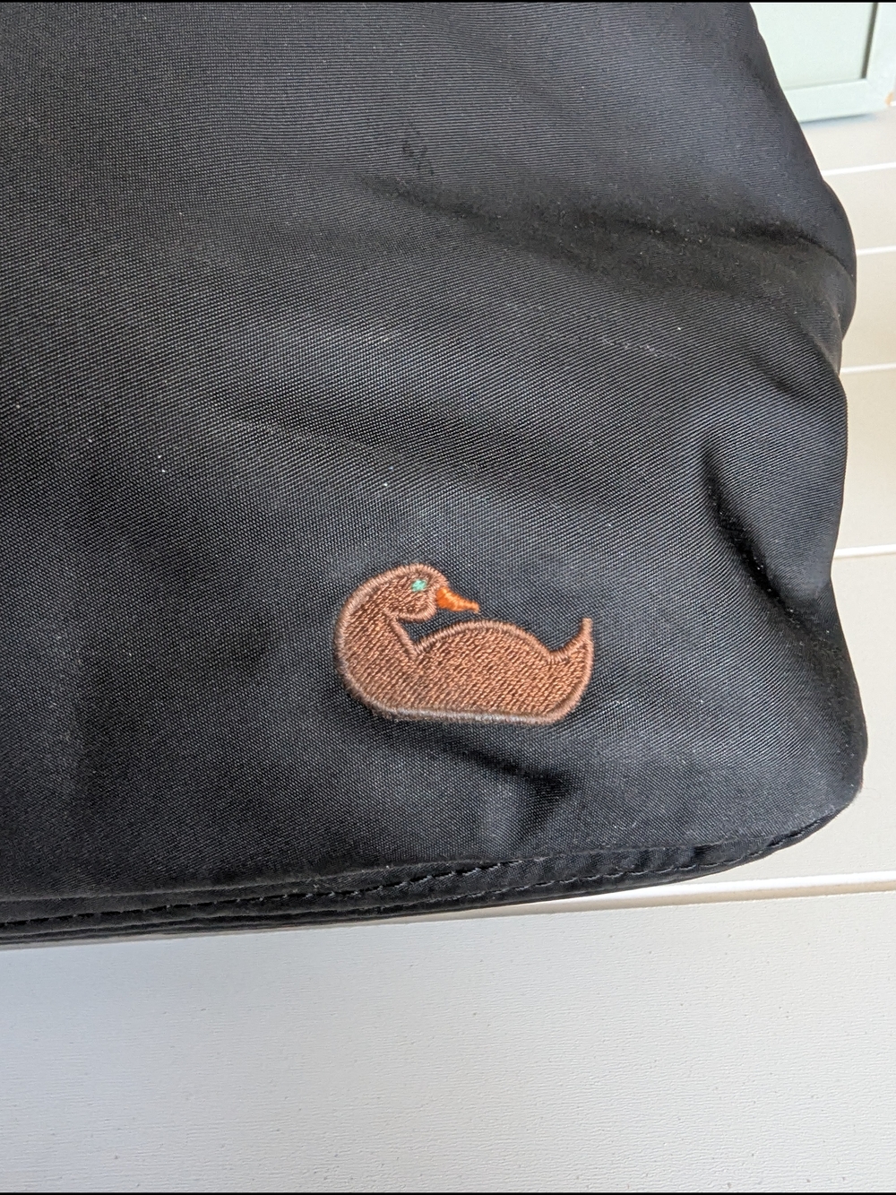 Dooney & Bourke "Victoria" Black Nylon Cinch-Side Tote - Picture 7 of 12